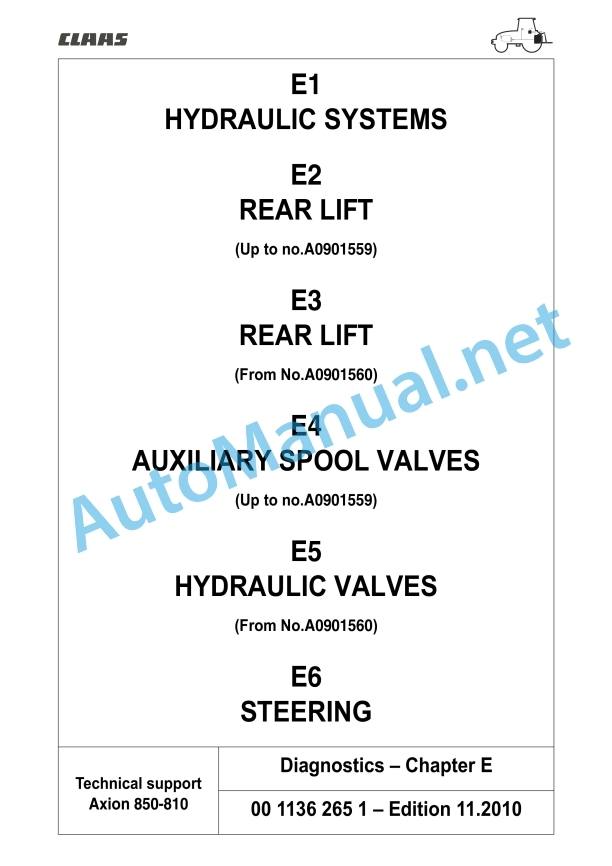 Claas Axion 840-810 Cmatic (A31) Tractors Repair Manual EN 14 Claas Axion 840-810 Cmatic (A31) Tractors Repair Manual EN - Image 14