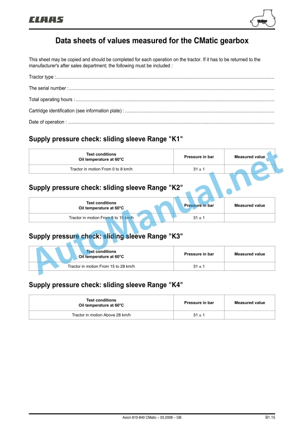 Claas Axion 840-810 Cmatic (A31) Tractors Repair Manual EN 21 Claas Axion 840-810 Cmatic (A31) Tractors Repair Manual EN - Image 21