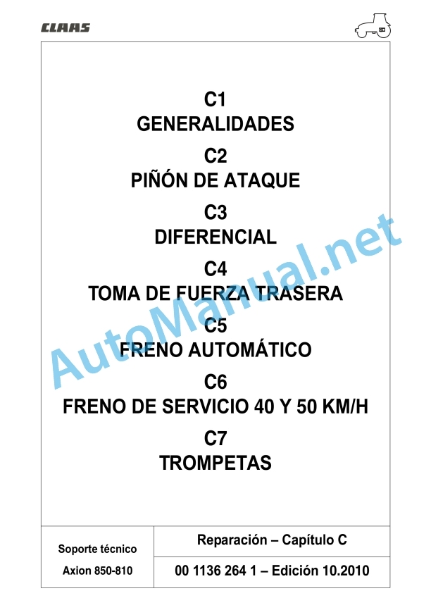 Claas Axion 840-810 Cmatic (A31) Tractors Repair Manual ES 11 Claas Axion 840-810 Cmatic (A31) Tractors Repair Manual ES - Image 11