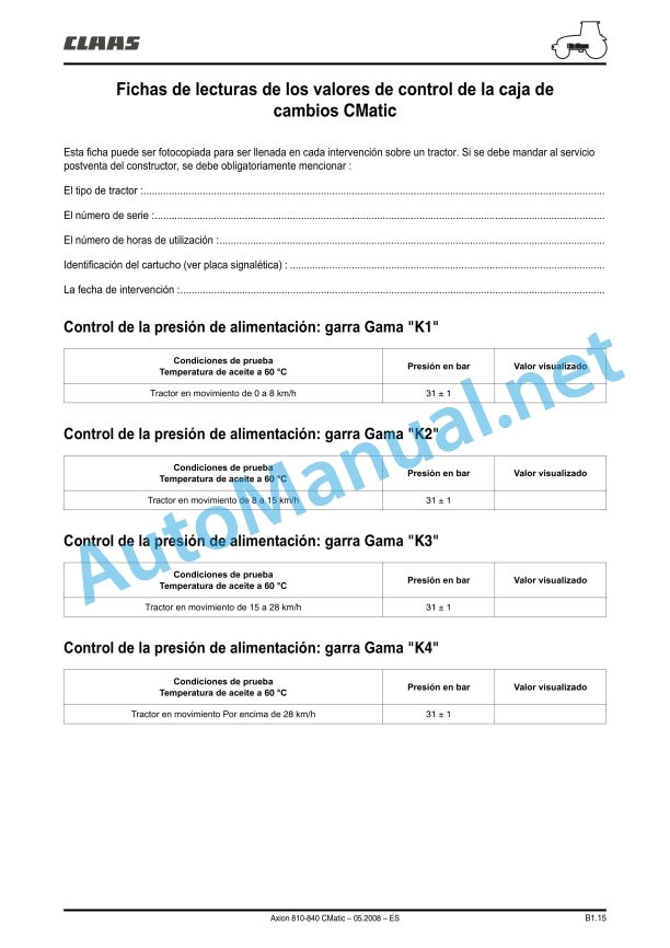 Alternative view of Claas Axion 840-810 Cmatic (A31) Tractors Repair Manual ES