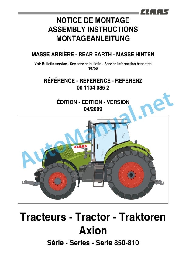 Claas Axion 850-810 (A09) Tractors Assembly Instruction EN 8 Claas Axion 850-810 (A09) Tractors Assembly Instruction EN - Image 8