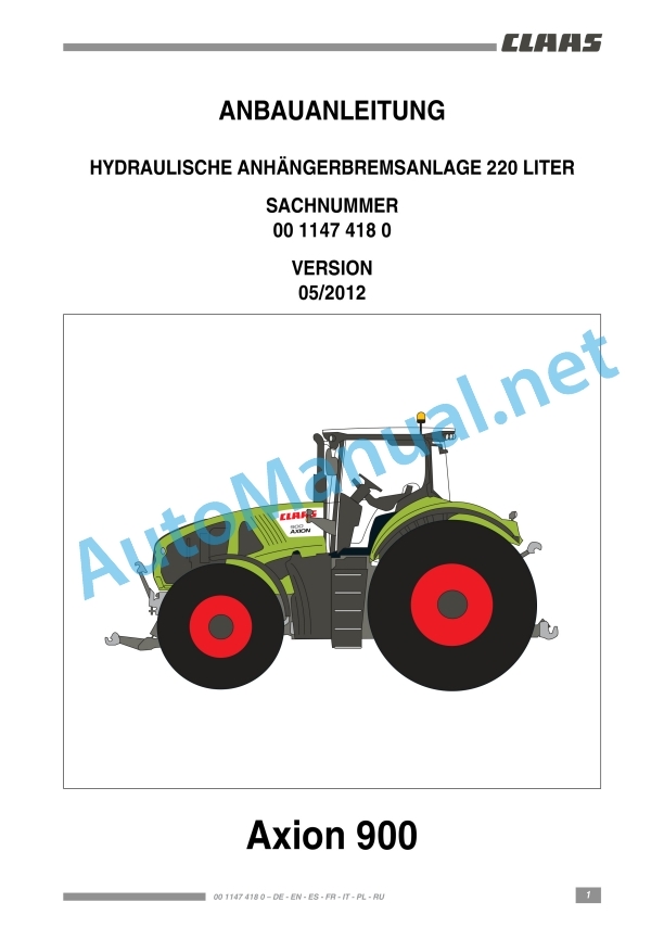 Claas Axion 900 (A23) Tractors Assembly Instruction EN 14 Claas Axion 900 (A23) Tractors Assembly Instruction EN - Image 14