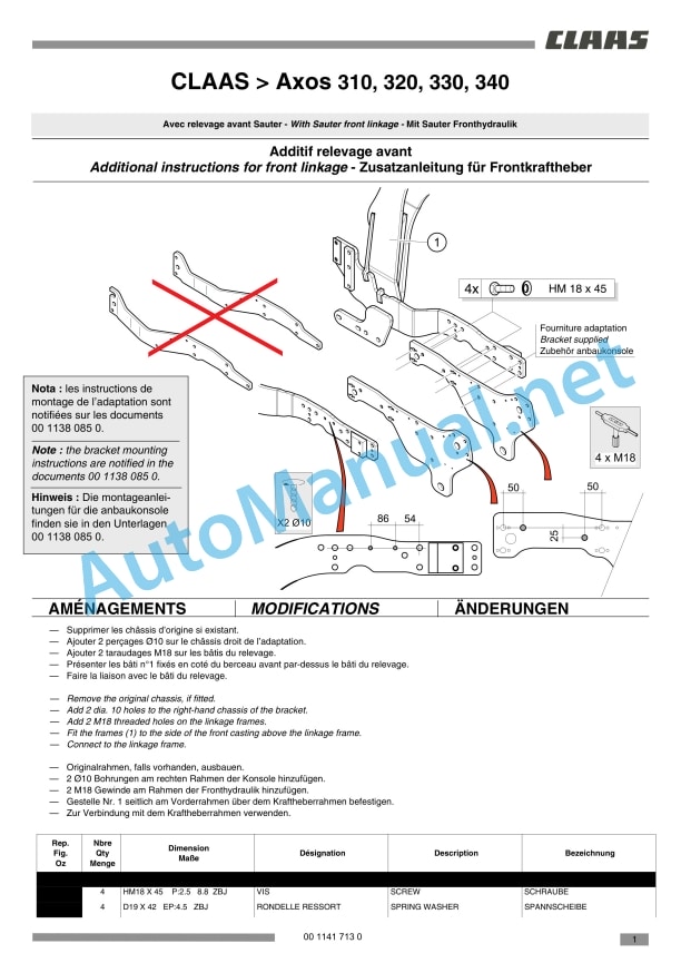 Claas Axos 340-310 (A22) Tractors Assembly Instruction EN 19 Claas Axos 340-310 (A22) Tractors Assembly Instruction EN - Image 19