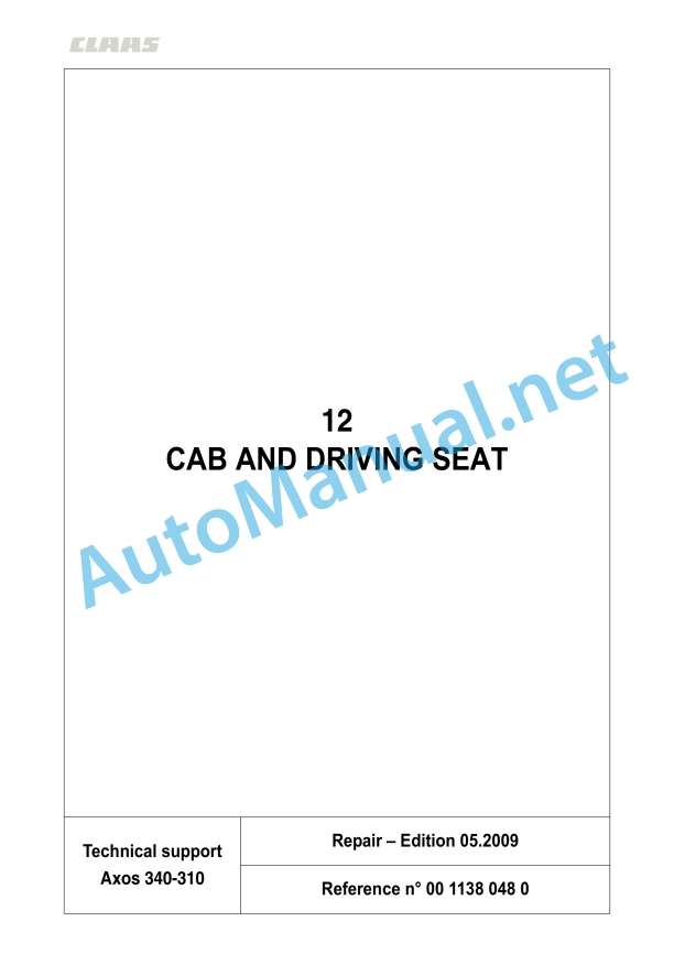 Claas Axos 340-310 (A22) Tractors Repair Manual EN 11 Claas Axos 340-310 (A22) Tractors Repair Manual EN - Image 11