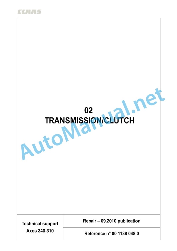 Claas Axos 340-310 (A22) Tractors Repair Manual EN 14 Claas Axos 340-310 (A22) Tractors Repair Manual EN - Image 14