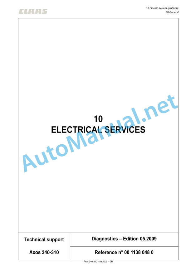 Claas Axos 340-310 (A22) Tractors Repair Manual EN 5 Claas Axos 340-310 (A22) Tractors Repair Manual EN - Image 5