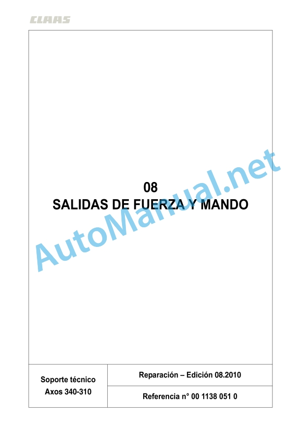 Claas Axos 340-310 (A22) Tractors Repair Manual ES 14 Claas Axos 340-310 (A22) Tractors Repair Manual ES - Image 14
