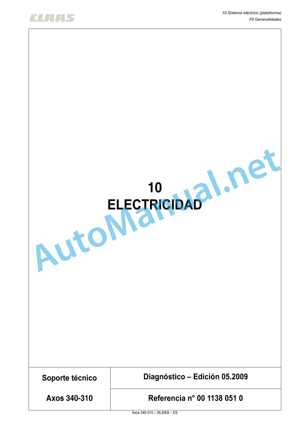 Claas Axos 340-310 (A22) Tractors Repair Manual ES 9 Claas Axos 340-310 (A22) Tractors Repair Manual ES - Image 9