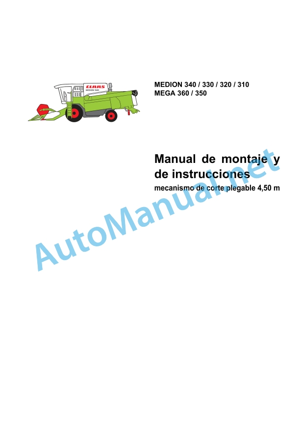 Alternative view of Claas C450 Folding Do Mega Medion (431) Combines Operator Manual ES