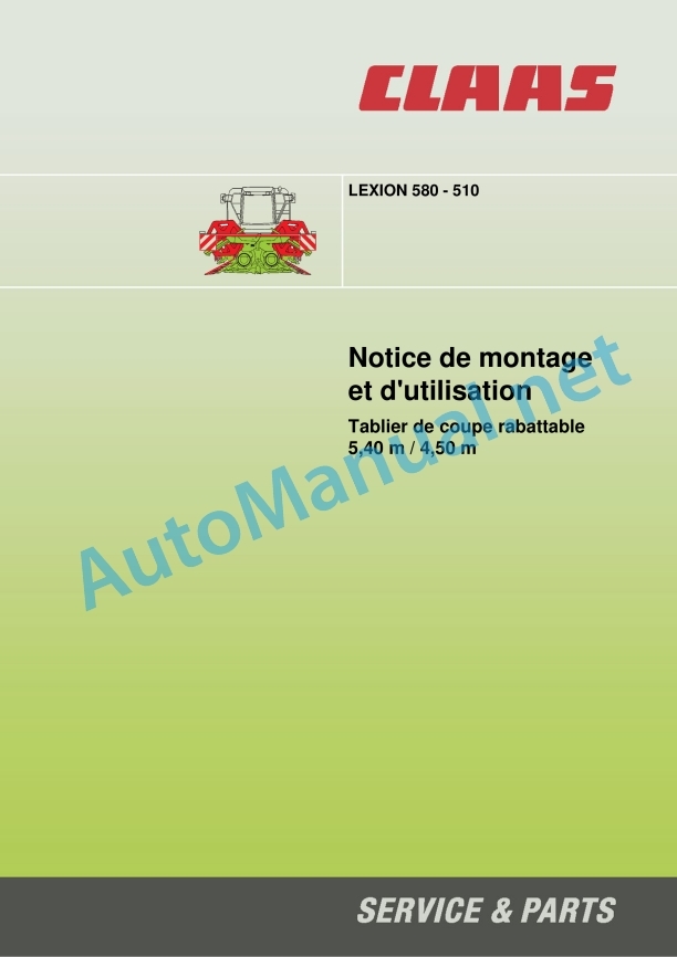 Claas C540-C450 Folding Lexion (713) Combines Operator Manual FR 2 Claas C540-C450 Folding Lexion (713) Combines Operator Manual FR - Image 2