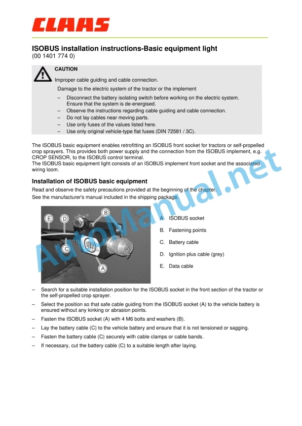 Claas Cam Pilot 50-40 (B94) Digital Solutions Assembly Instruction EN 4 Claas Cam Pilot 50-40 (B94) Digital Solutions Assembly Instruction EN - Image 4