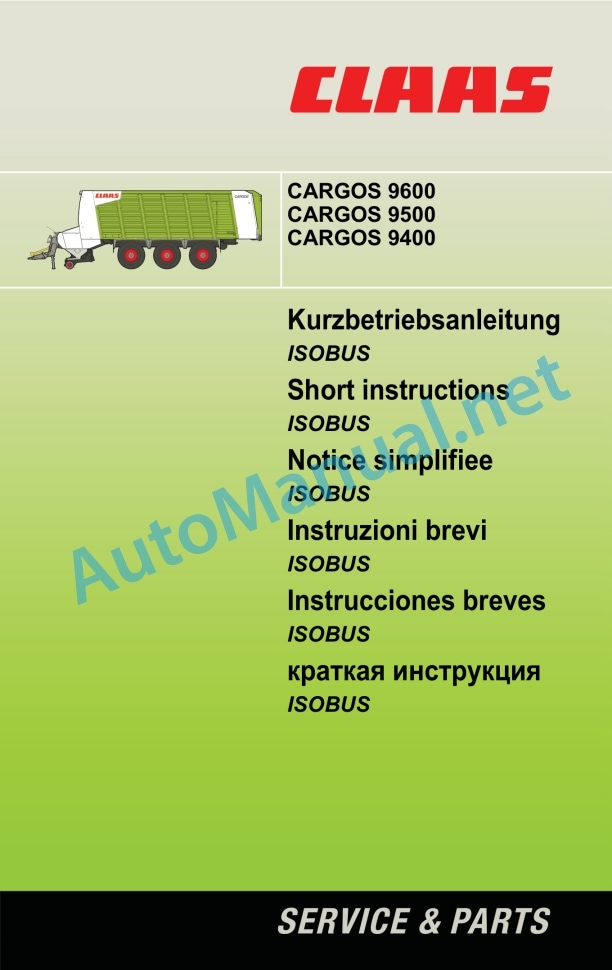 Claas Cargos 9600 9500 9400 (990) Loader Wagon Operator Manual FR 2 Claas Cargos 9600 9500 9400 (990) Loader Wagon Operator Manual FR - Image 2
