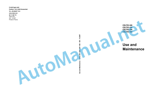 Claas Celtis 456-426 Rx, Rc, Ra (A07) Tractors Operator Manual EN 4 Claas Celtis 456-426 Rx, Rc, Ra (A07) Tractors Operator Manual EN - Image 4