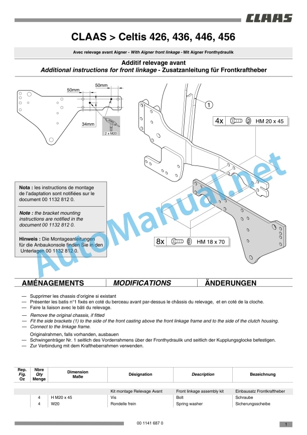 Claas Celtis 456 446 436 426 Rc, Ra (T06) Tractors Assembly Instruction EN 13 Claas Celtis 456 446 436 426 Rc, Ra (T06) Tractors Assembly Instruction EN - Image 13