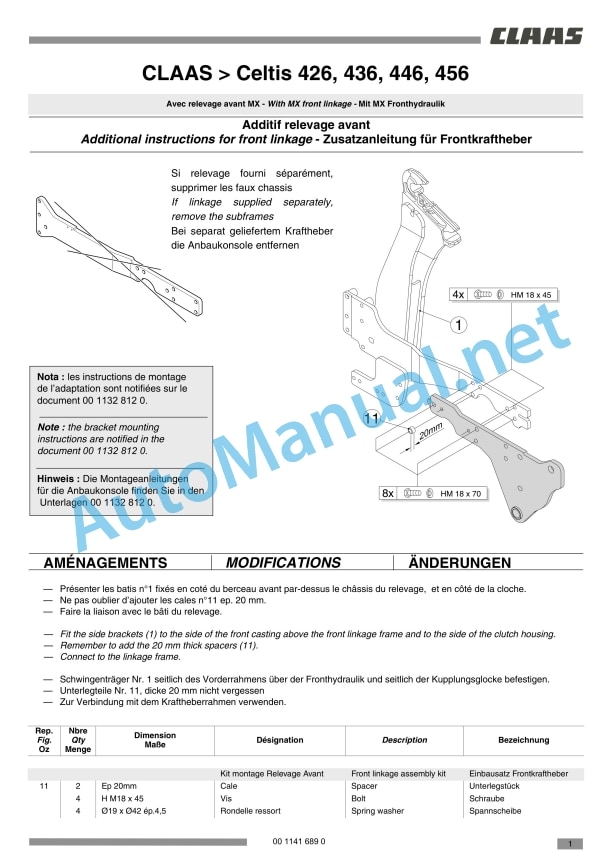 Claas Celtis 456 446 436 426 Rc, Ra (T06) Tractors Assembly Instruction EN 14 Claas Celtis 456 446 436 426 Rc, Ra (T06) Tractors Assembly Instruction EN - Image 14