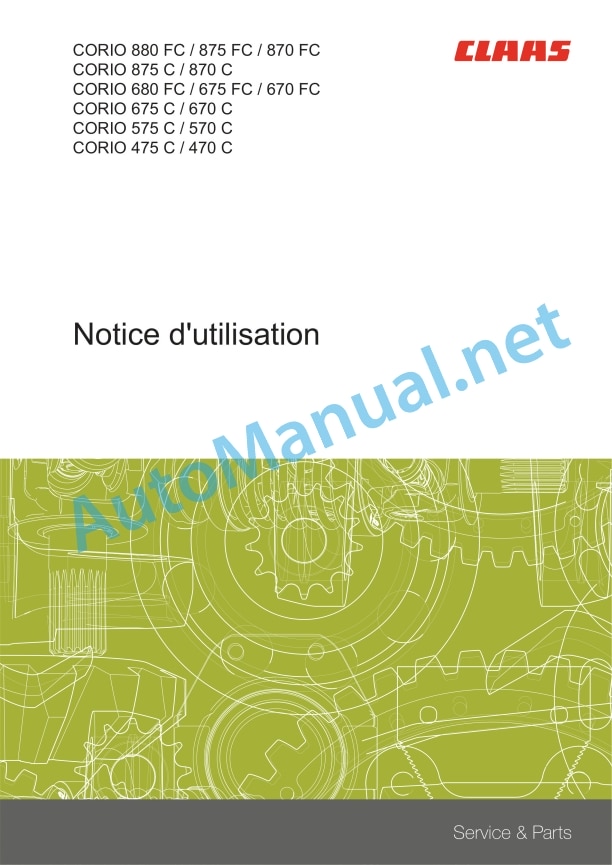 Claas Corio 875-670 C (H07) Combines Operator Manual FR 2 Claas Corio 875-670 C (H07) Combines Operator Manual FR - Image 2