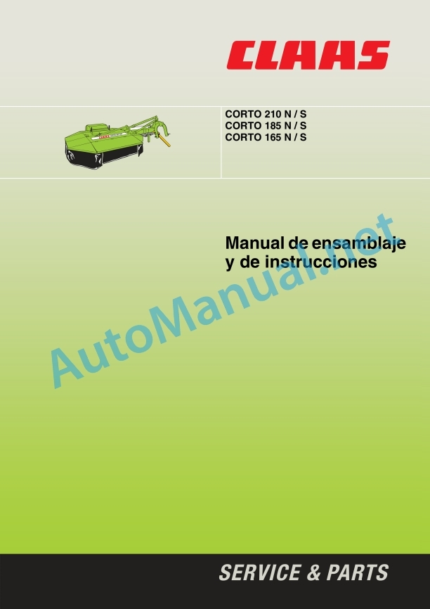 Claas Corto 210 N S (381) Mower Operator Manual ES 2 Claas Corto 210 N S (381) Mower Operator Manual ES - Image 2