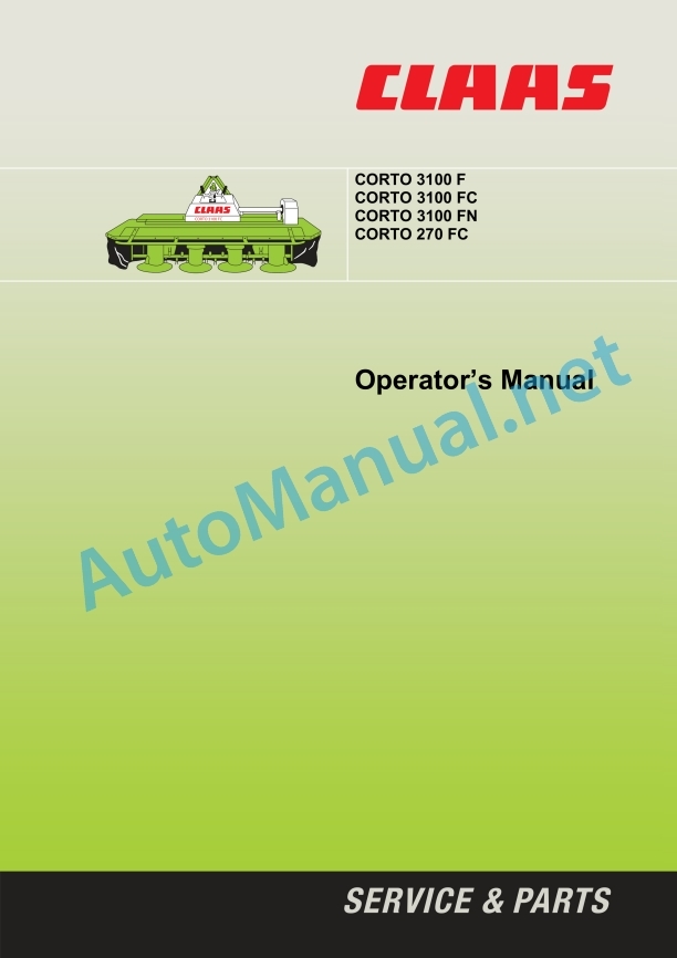 Claas Corto 270 Fc (641) Mower Operator Manual EN 2 Claas Corto 270 Fc (641) Mower Operator Manual EN - Image 2