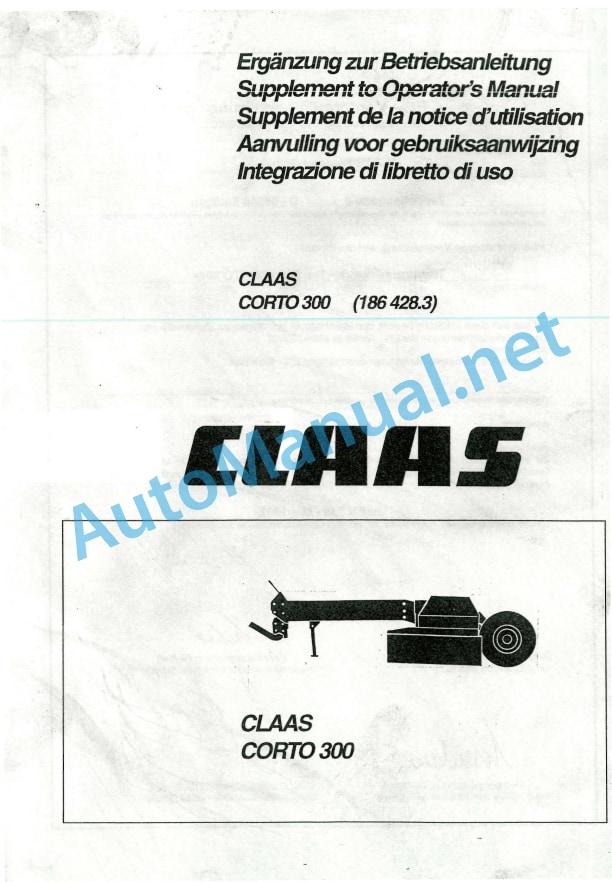 Claas Corto 300 (340) Mower Operator Manual EN 2 Claas Corto 300 (340) Mower Operator Manual EN - Image 2