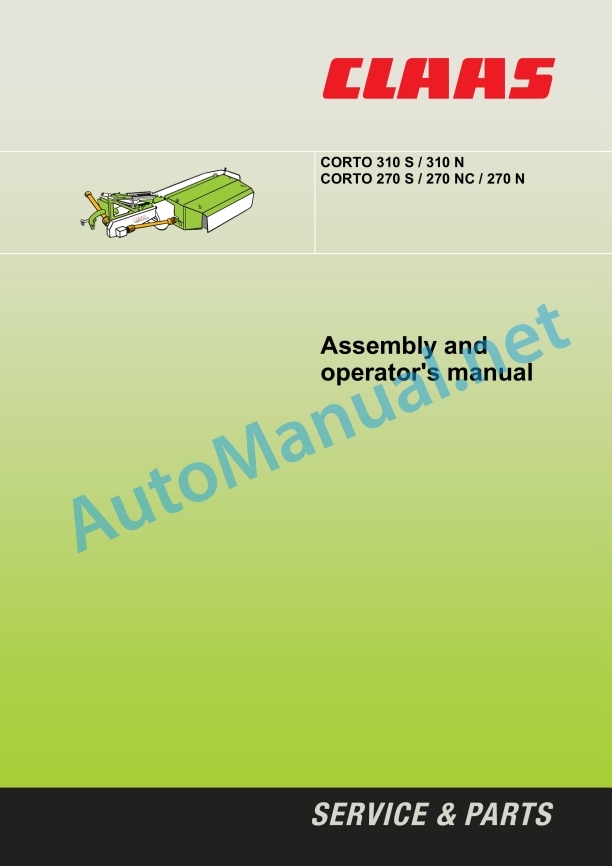 Claas Corto 310 S N (653) Mower Operator Manual EN 2 Claas Corto 310 S N (653) Mower Operator Manual EN - Image 2
