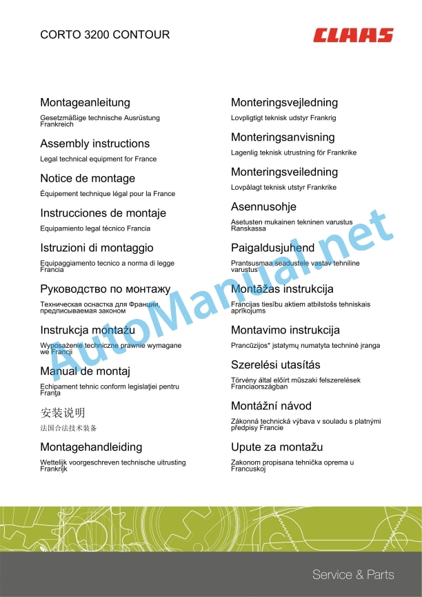 Claas Corto 3200 Contour (F04) Mower Assembly Instruction EN 19 Claas Corto 3200 Contour (F04) Mower Assembly Instruction EN - Image 19