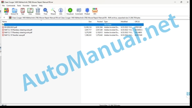 Claas Cougar 1400 Mahtechnik (788) Mower Repair Manual EN 1 Claas Cougar 1400 Mahtechnik (788) Mower Repair Manual EN