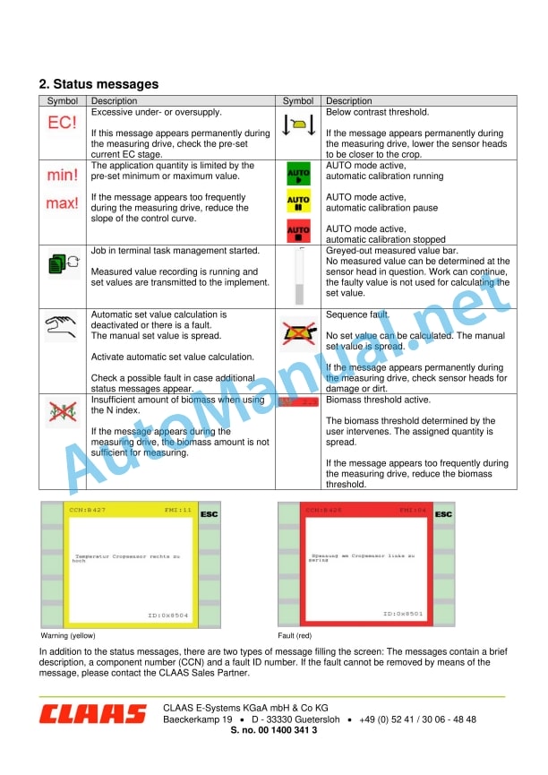 Claas Crop Sensor Isaria (B61) Digital Solutions Operator Manual EN 8 Claas Crop Sensor Isaria (B61) Digital Solutions Operator Manual EN - Image 8