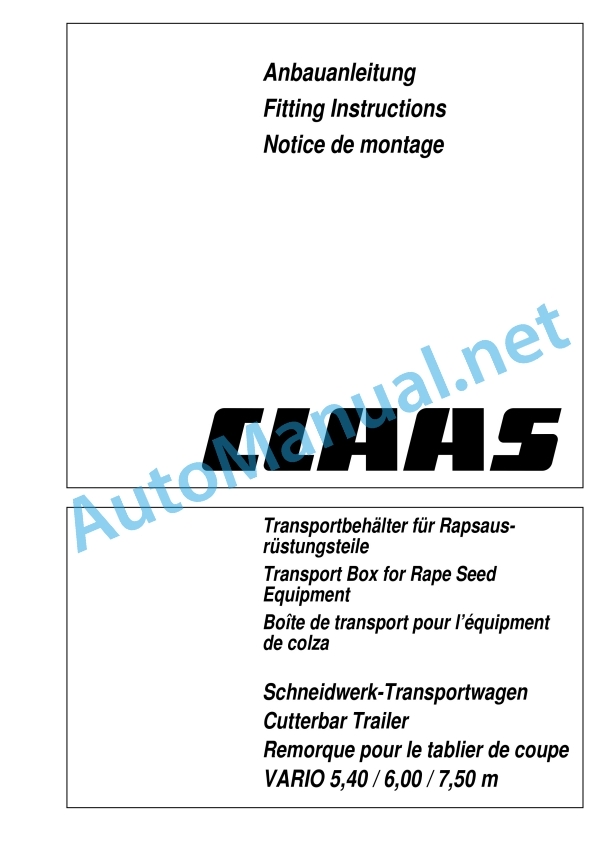 Claas Cutterbar Trailer (719) Combines Assembly Instruction EN 7 Claas Cutterbar Trailer (719) Combines Assembly Instruction EN - Image 7
