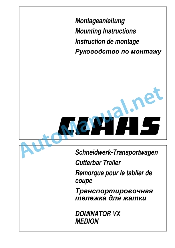 Claas Cutterbar Trailer 7,5M-3,7M (520) Combines Assembly Instruction EN 5 Claas Cutterbar Trailer 7,5M-3,7M (520) Combines Assembly Instruction EN - Image 5