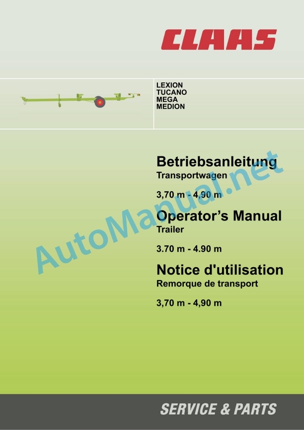 Claas Cutterbar Trailer Lexiontucano (724) Combines Operator Manual EN 2 Claas Cutterbar Trailer Lexiontucano (724) Combines Operator Manual EN - Image 2