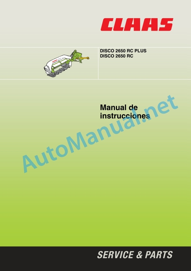 Claas Disco 2650 C (620) Mower Operator Manual ES 3 Claas Disco 2650 C (620) Mower Operator Manual ES - Image 3