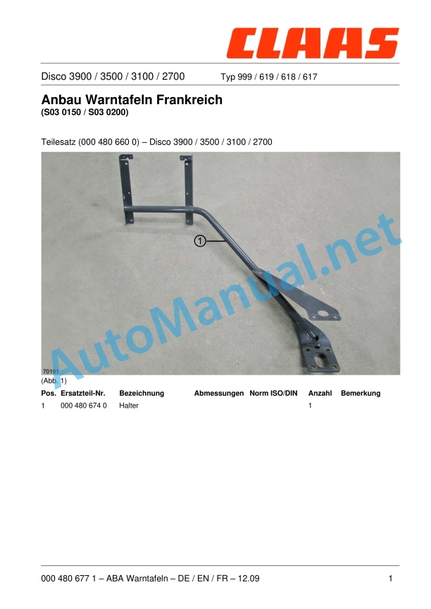 Claas Disco 2700 (617) Mower Assembly Instruction EN 5 Claas Disco 2700 (617) Mower Assembly Instruction EN - Image 5