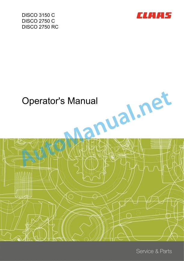 Alternative view of Claas Disco 2750 C Rc (F78) Mower Operator Manual EN