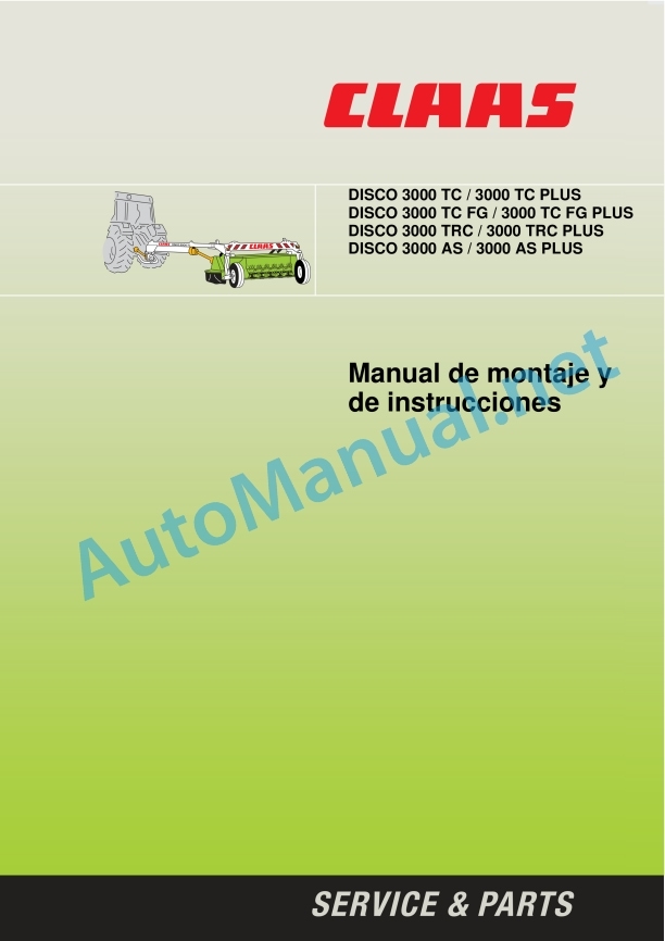 Claas Disco 3000 Tc As Fg Trc (650) Mower Operator Manual ES 2 Claas Disco 3000 Tc As Fg Trc (650) Mower Operator Manual ES - Image 2