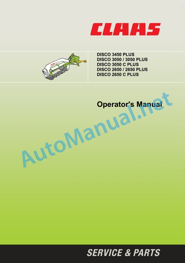 Claas Disco 3050 C (621) Mower Operator Manual EN 2 Claas Disco 3050 C (621) Mower Operator Manual EN - Image 2