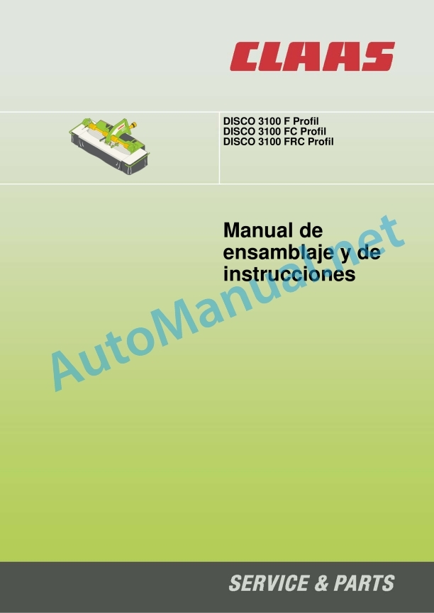 Claas Disco 3100 F Profil (623) Mower Operator Manual ES 2 Claas Disco 3100 F Profil (623) Mower Operator Manual ES - Image 2