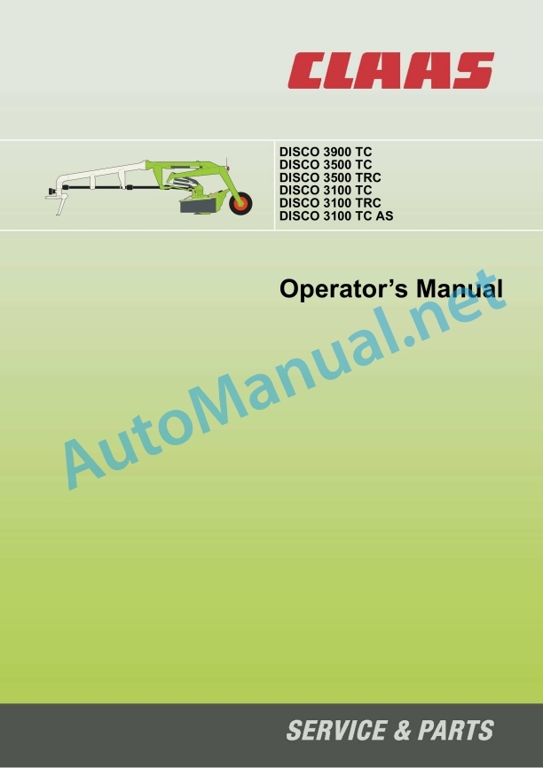 Claas Disco 3500 Tc (F52) Mower Operator Manual EN 2 Claas Disco 3500 Tc (F52) Mower Operator Manual EN - Image 2