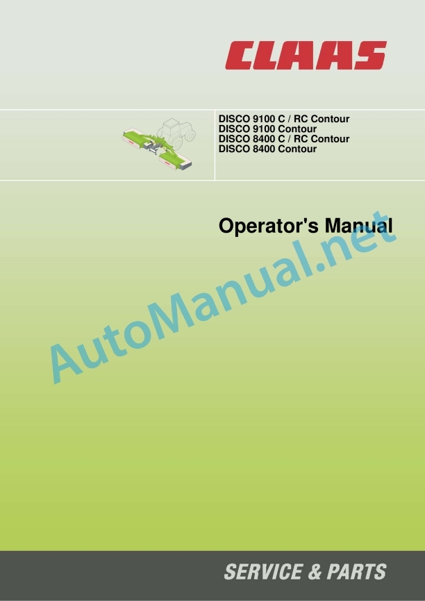 Claas Disco 8400 (F54) Mower Operator Manual EN 4 Claas Disco 8400 (F54) Mower Operator Manual EN - Image 4