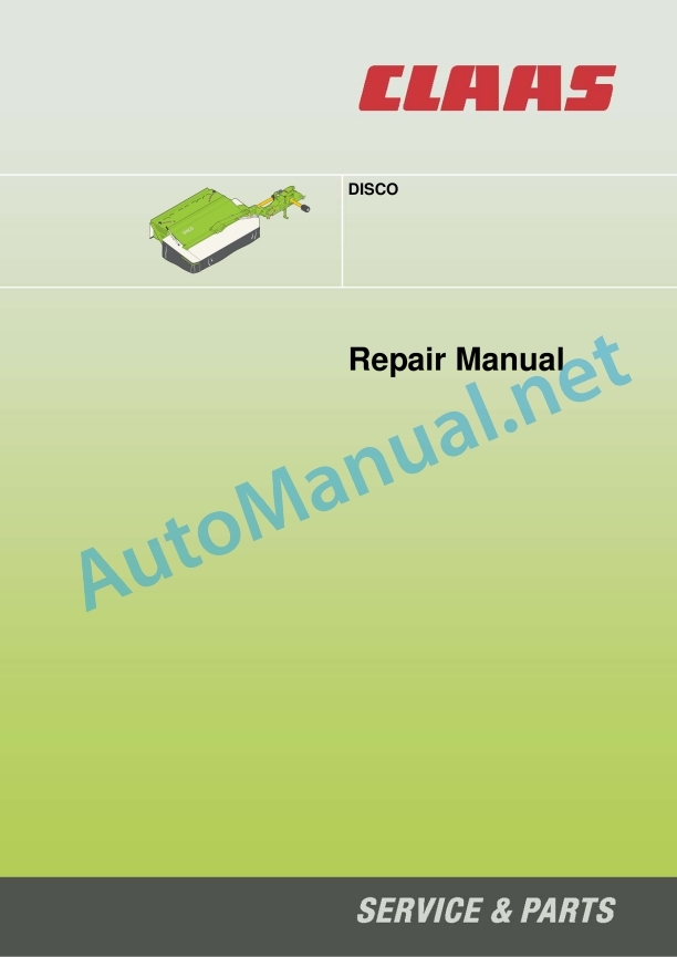 Claas Disco 8400 (F54) Mower Repair Manual EN 2 Claas Disco 8400 (F54) Mower Repair Manual EN - Image 2