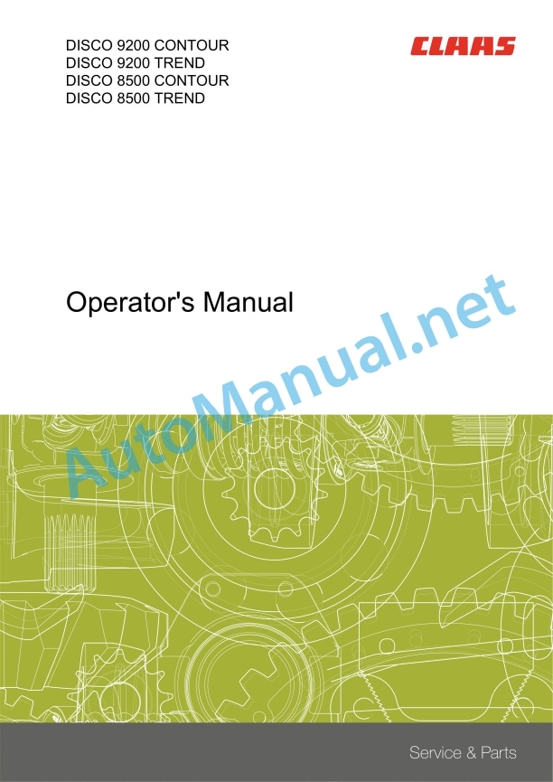 Claas Disco 8500 (F61) Mower Operator Manual EN 3 Claas Disco 8500 (F61) Mower Operator Manual EN - Image 3