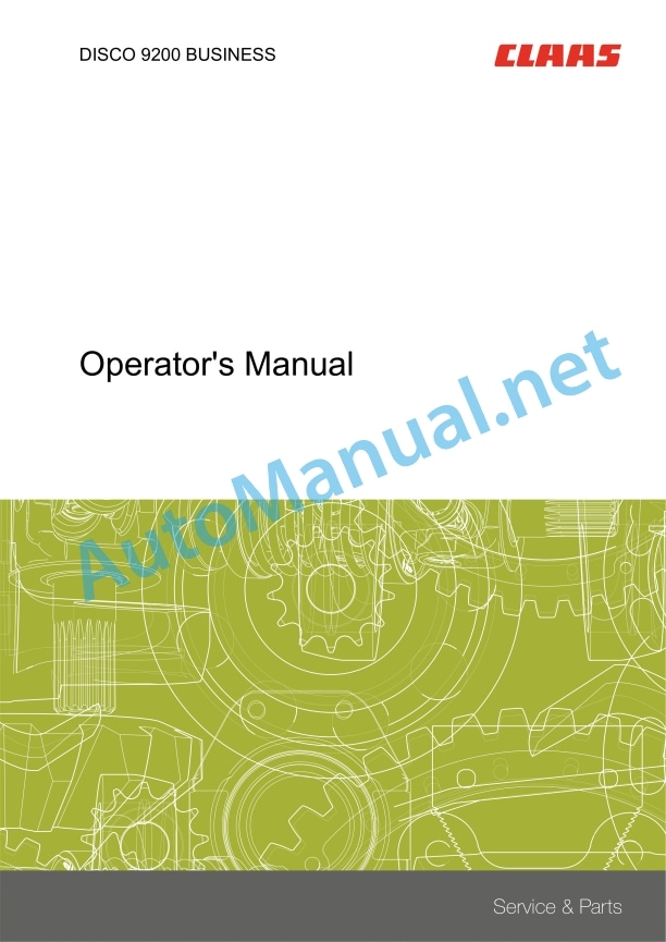 Claas Disco 9200 (F62) Mower Operator Manual EN 6 Claas Disco 9200 (F62) Mower Operator Manual EN - Image 6
