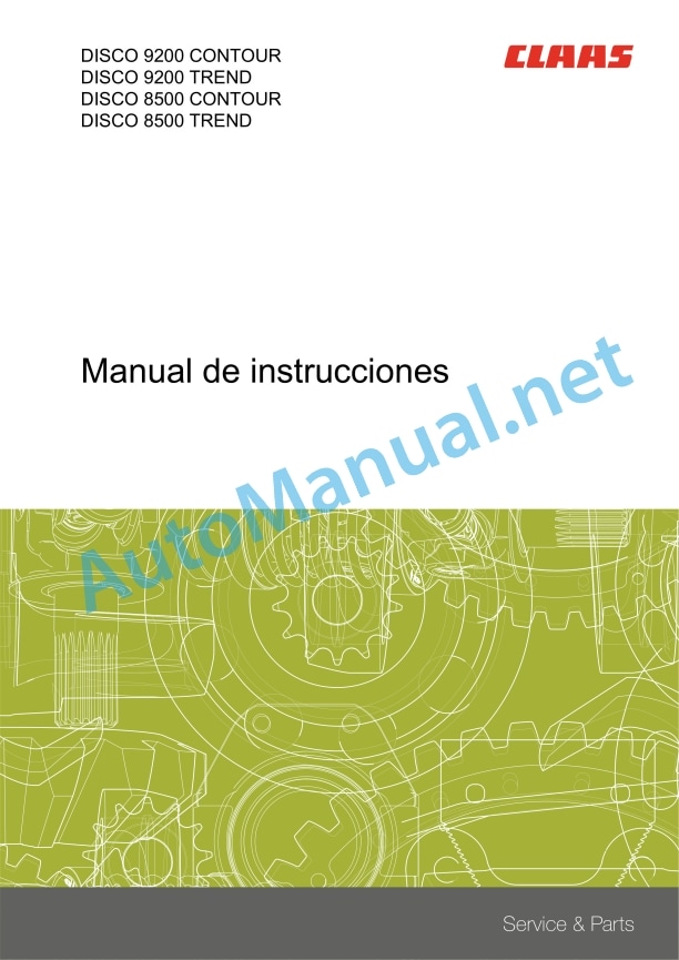 Claas Disco 9200 (F62) Mower Operator Manual ES 3 Claas Disco 9200 (F62) Mower Operator Manual ES - Image 3