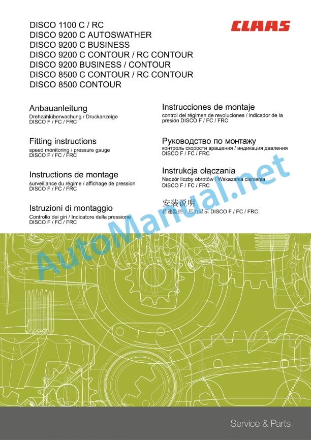 Claas Disco 9200 (F64) Mower Assembly Instruction EN 4 Claas Disco 9200 (F64) Mower Assembly Instruction EN - Image 4