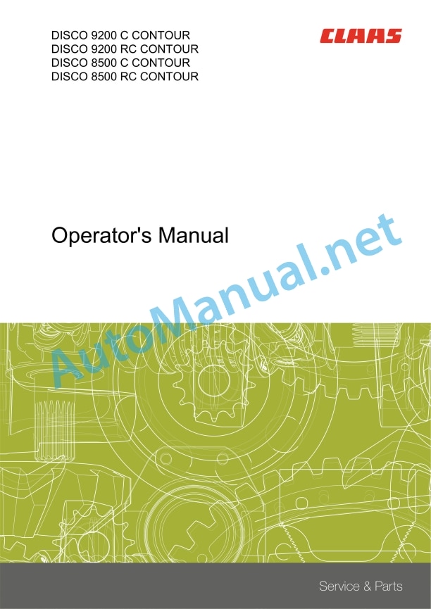 Claas Disco 9200 (F64) Mower Operator Manual EN 5 Claas Disco 9200 (F64) Mower Operator Manual EN - Image 5