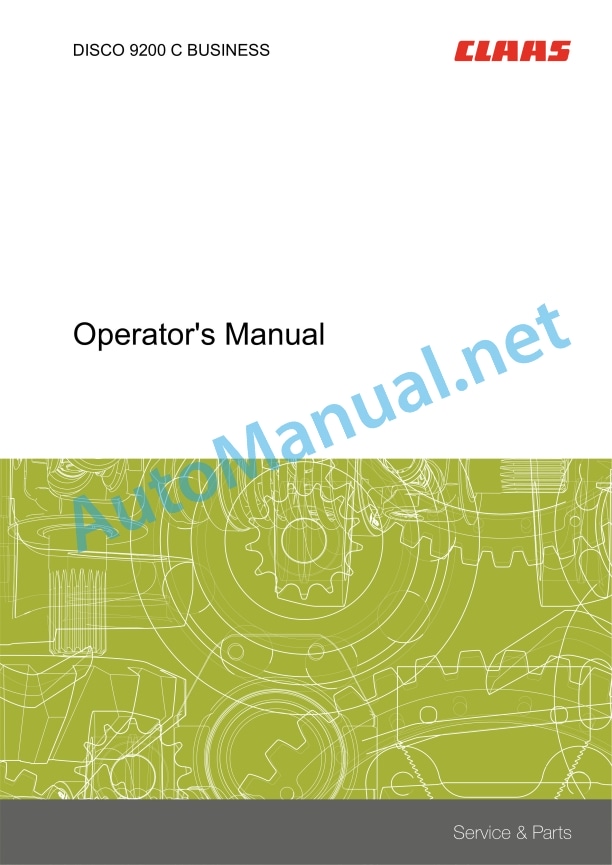 Claas Disco 9200 (F64) Mower Operator Manual EN 6 Claas Disco 9200 (F64) Mower Operator Manual EN - Image 6
