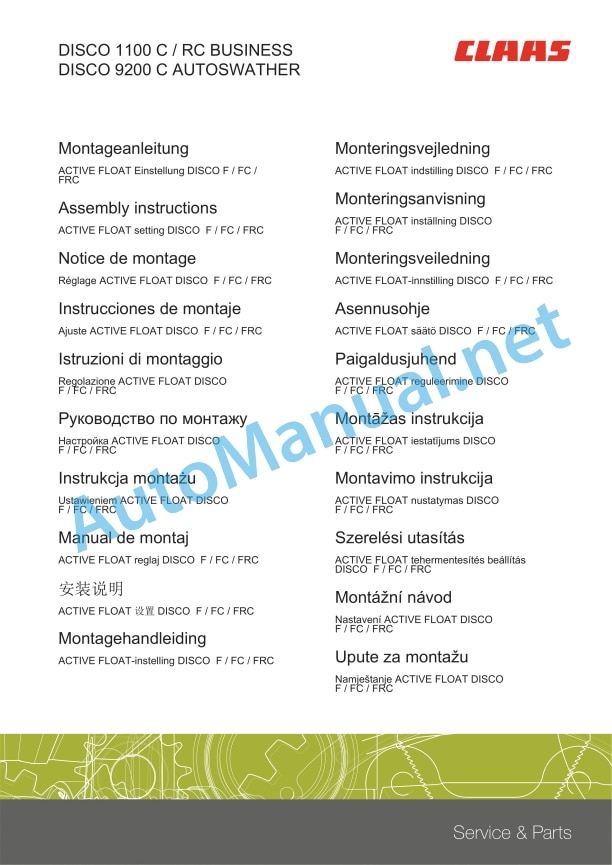 Claas Disco 9200 (F65) Mower Assembly Instruction EN 7 Claas Disco 9200 (F65) Mower Assembly Instruction EN - Image 7