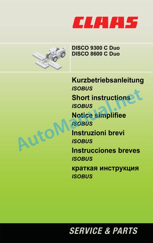 Claas Disco 9300 C Duo (F59) Mower Operator Manual EN 2 Claas Disco 9300 C Duo (F59) Mower Operator Manual EN - Image 2