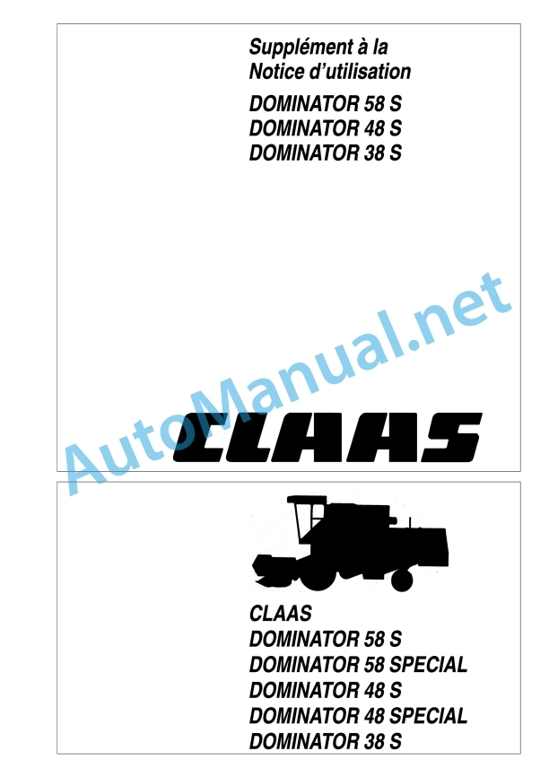 Claas Dominator 38 S (152) Combines Operator Manual FR 3 Claas Dominator 38 S (152) Combines Operator Manual FR - Image 3