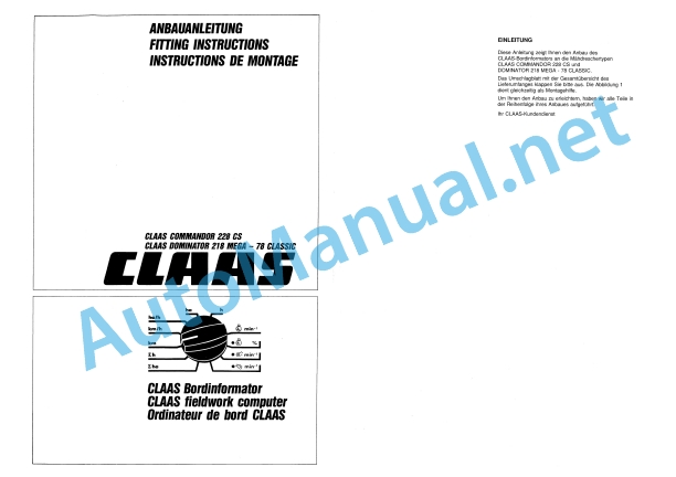 Alternative view of Claas Dominator 76 (084) Combines Assembly Instruction EN
