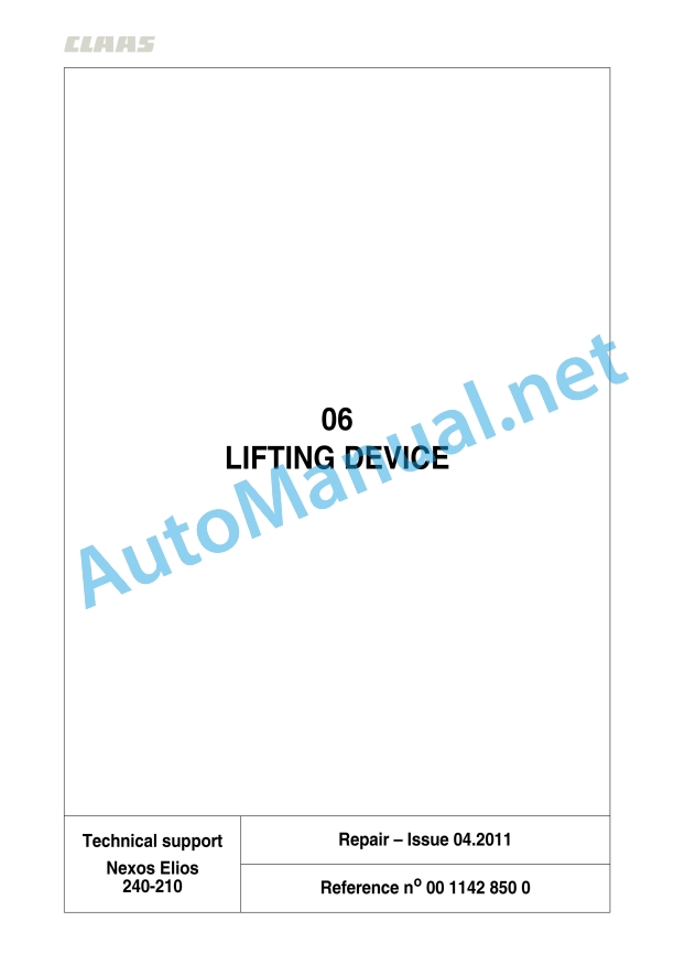 Claas Elios 200 (A28) Tractors Repair Manual EN 10 Claas Elios 200 (A28) Tractors Repair Manual EN - Image 10
